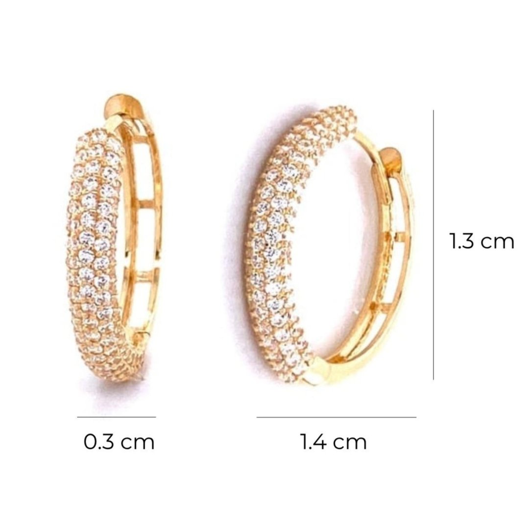 14 Ayar Altın Swarovski Taşlı Üç Sıra Halka Küpe — Altınköşe — görsel 3