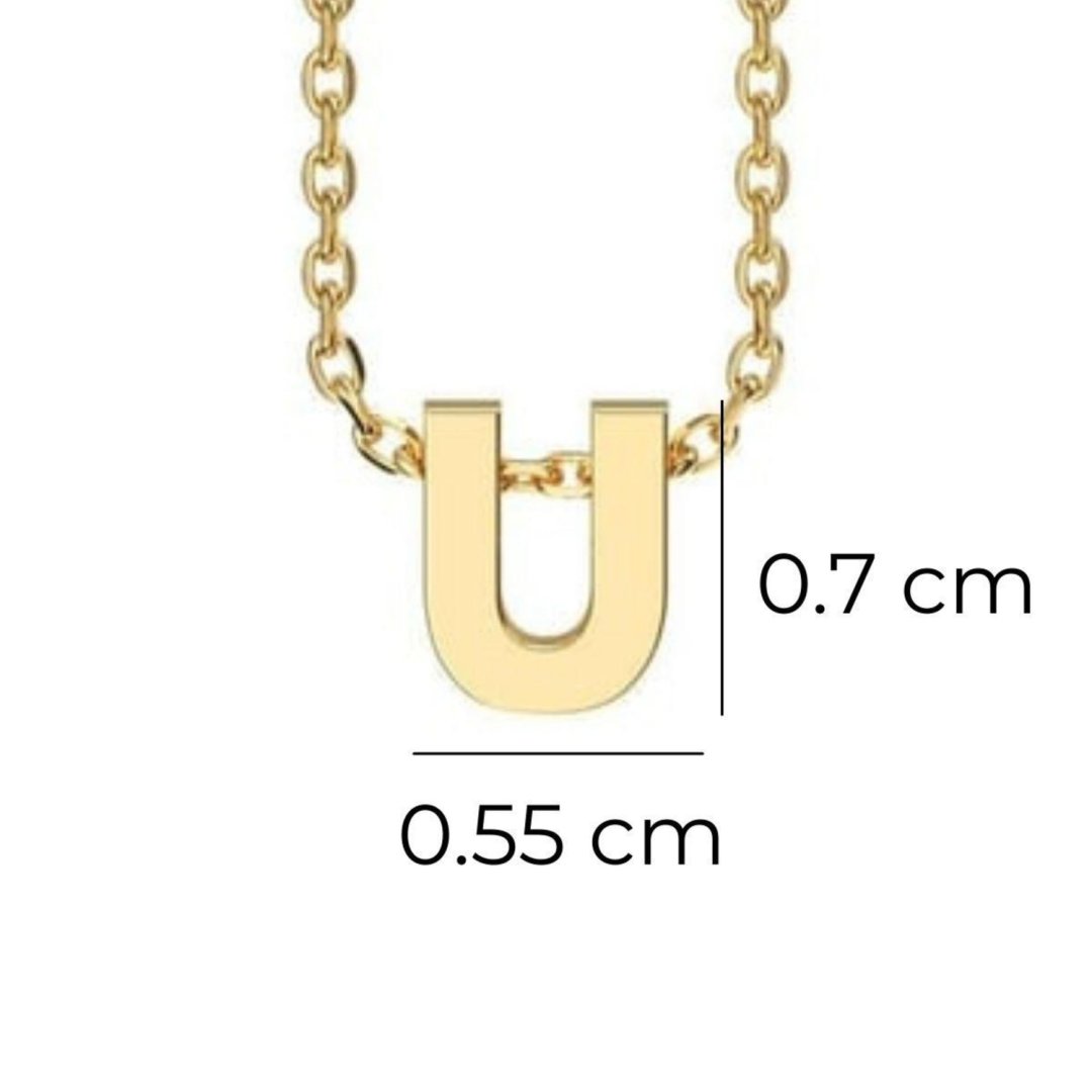 U Harfli Altın Kolye Oval Zincirli Minimal Tasarım — Altınköşe — görsel 2
