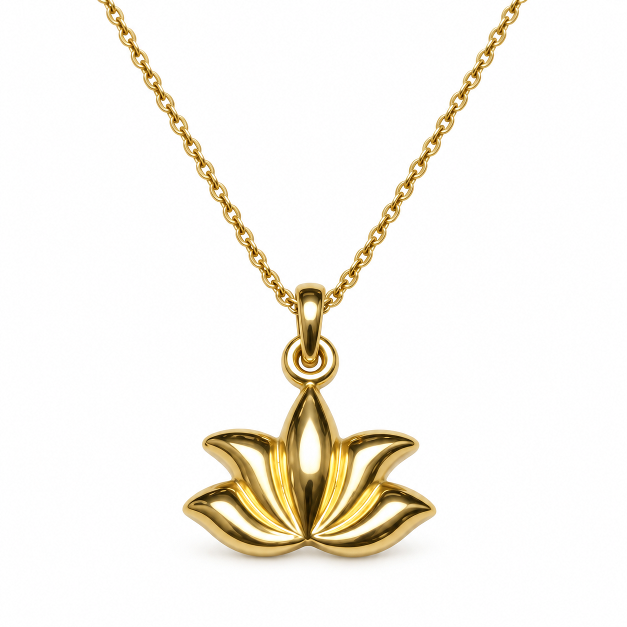 Kadın 14 Ayar Altın Lotus Çiçeği Kolye
