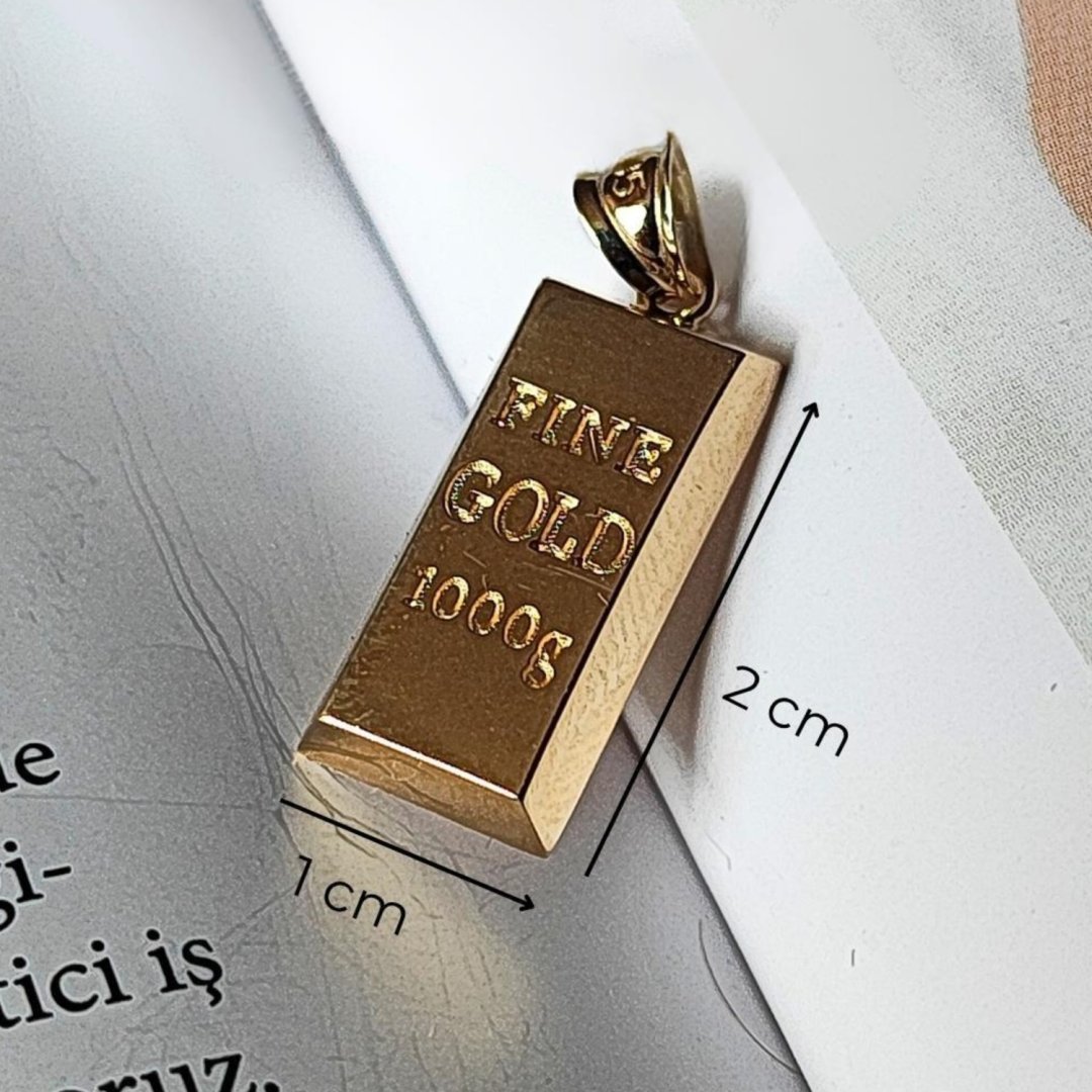 14 Ayar Külçe Altın Kolye Ucu Gold Bar Tasarım — Altınköşe — görsel 2