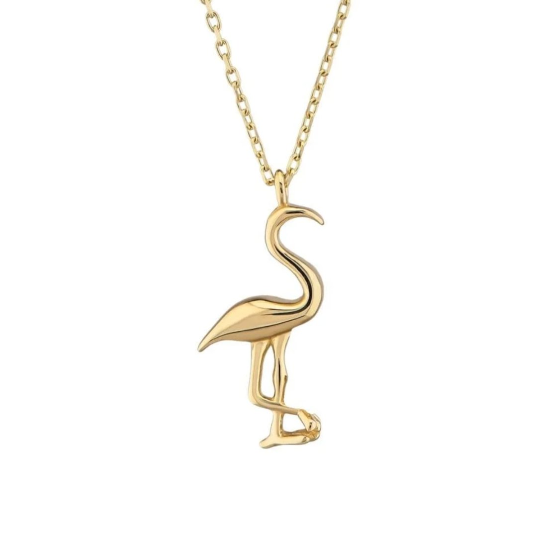 Altınköşe Flamingo Figürlü Altın Kolye