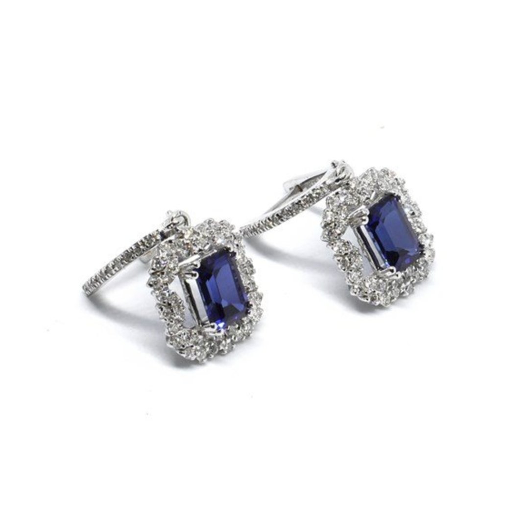 3,30 Ct. Pırlanta Safir Küpe