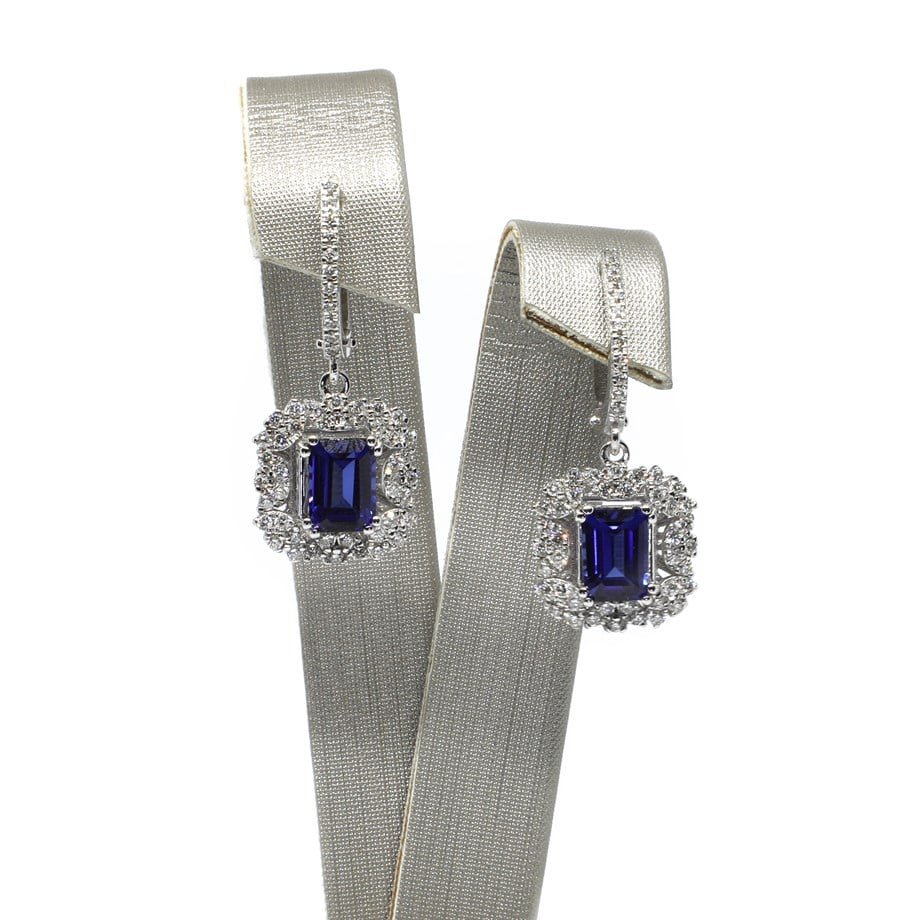 3,30 Ct. Pırlanta Safir Küpe — Altınköşe — görsel 2