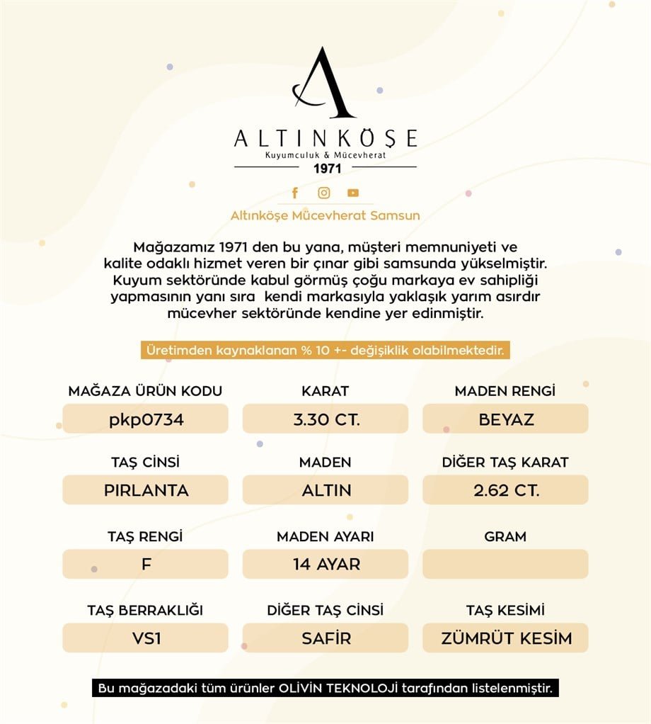 3,30 Ct. Pırlanta Safir Küpe — Altınköşe — görsel 3