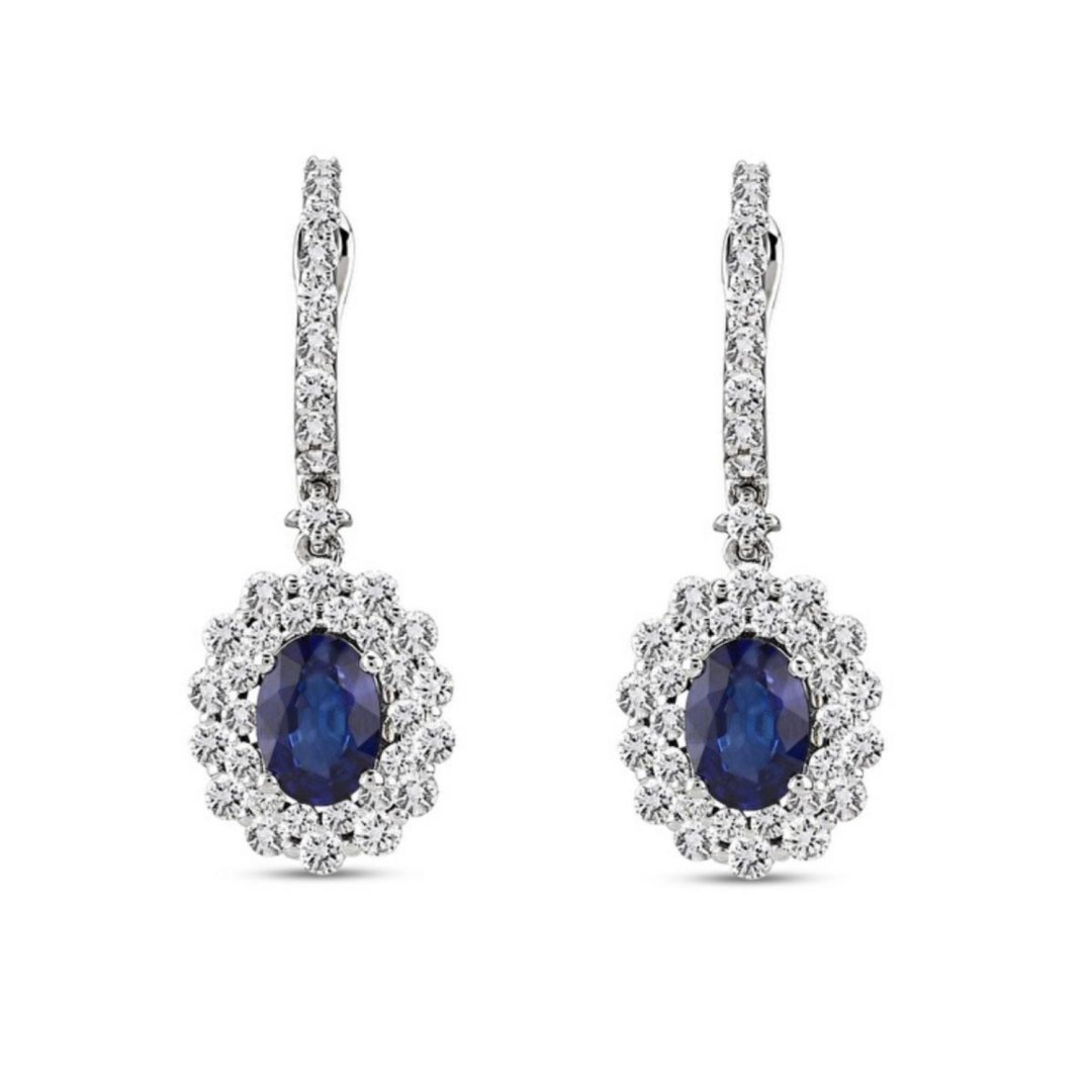 6,63 Ct. Pırlanta Safir Küpe