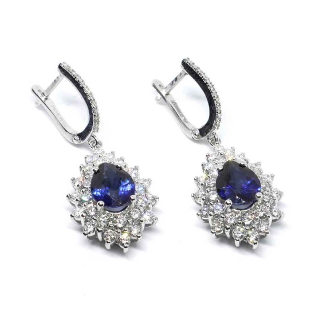 6,63 Ct. Pırlanta Safir Küpe — Altınköşe — görsel 2
