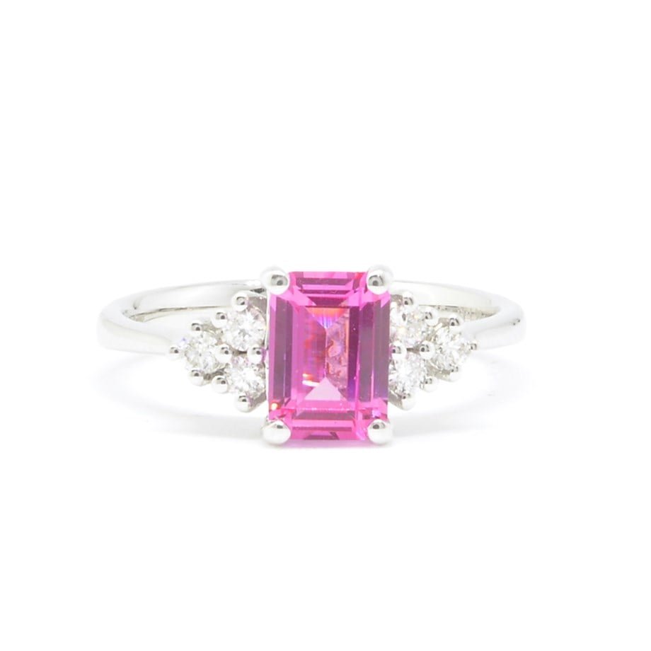 Emerald Pembe Safir Pırlantalı Yüzük