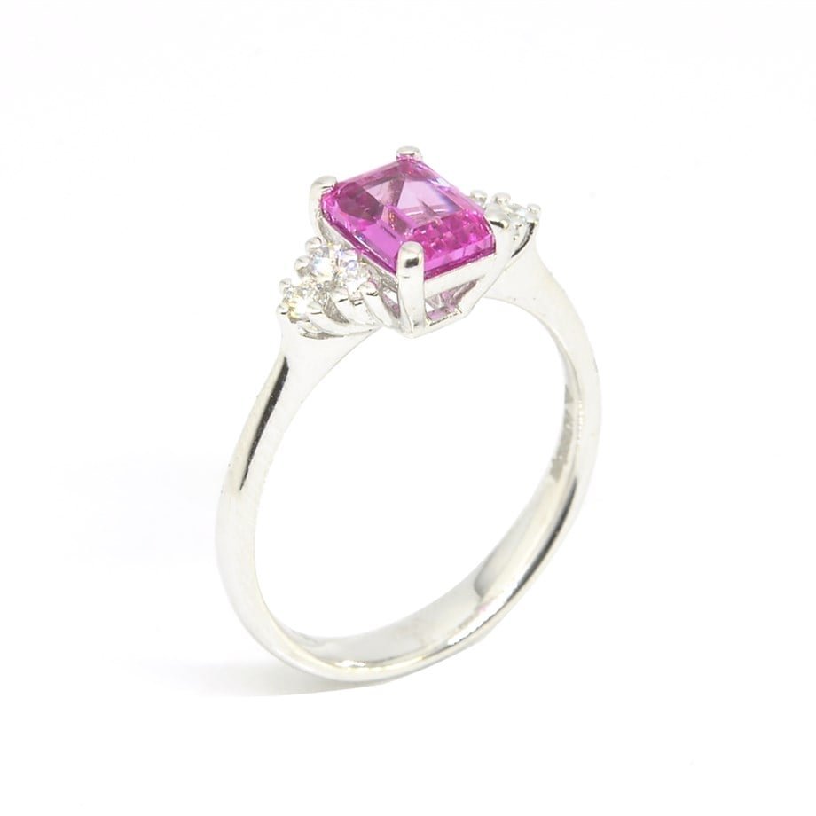 Emerald Pembe Safir Pırlantalı Yüzük — Altınköşe — görsel 3