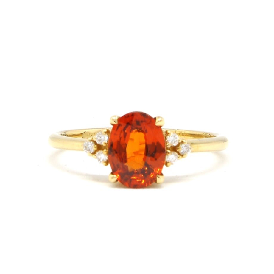 Oval Turuncu Garnet Pırlantalı Yüzük