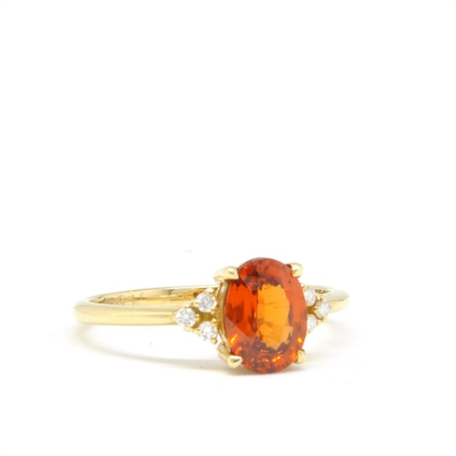 Oval Turuncu Garnet Pırlantalı Yüzük — Altınköşe — görsel 2