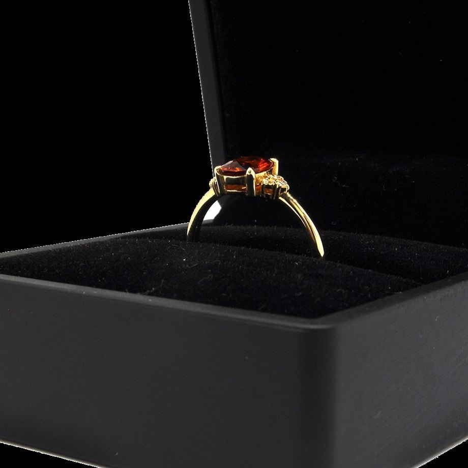 Oval Turuncu Garnet Pırlantalı Yüzük — Altınköşe — görsel 4