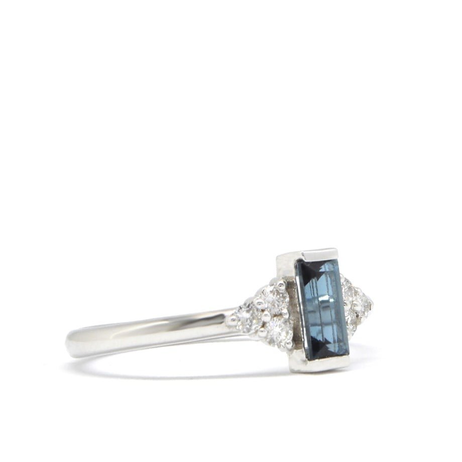 Emerald London Blue Topaz Pırlantalı Yüzük — Altınköşe — görsel 2