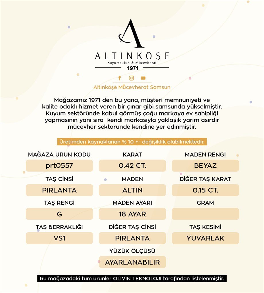 0.42 Ct. Pırlanta Tek Taş Yüzük — Altınköşe — görsel 3