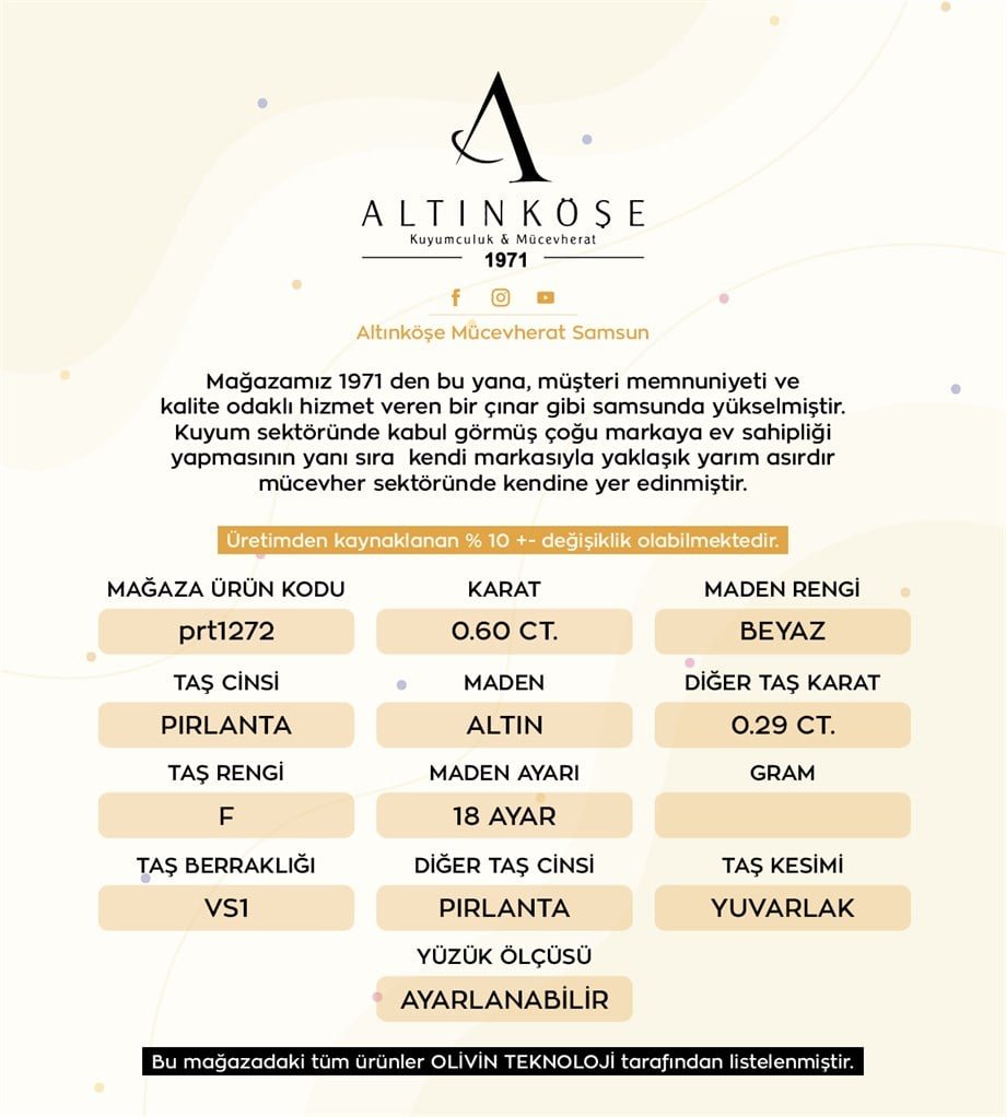0.60 Ct. Pırlanta Tektaş Yüzük — Altınköşe — görsel 5