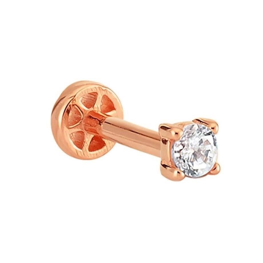 Tektaş Altın Tragus Piercing Dört Tırnak 14 Ayar Rose