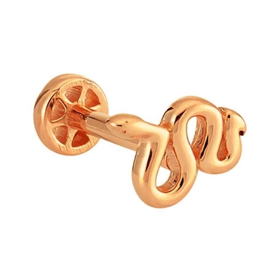 Yılan Altın Tragus Piercing 14 Ayar Rose — Altınköşe
