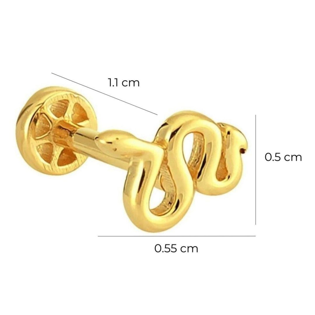 Yılan Altın Tragus Piercing 14 Ayar Sarı — Altınköşe — görsel 2