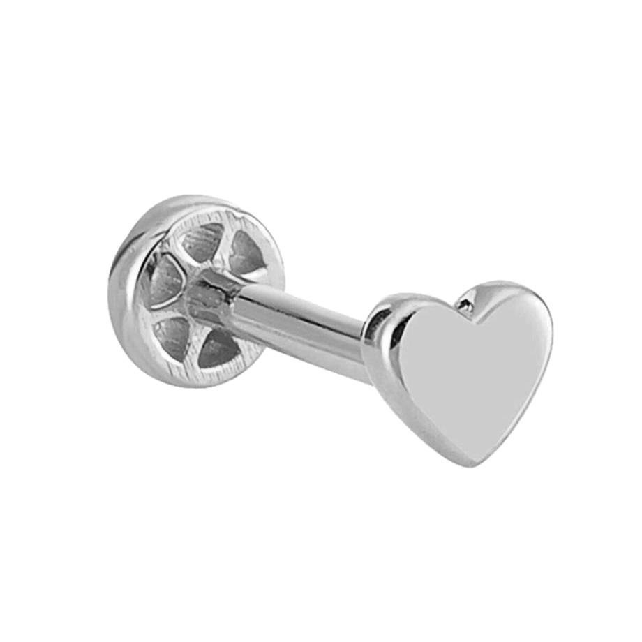 Kalp Altın Tragus Piercing 14 Ayar Beyaz — Altınköşe