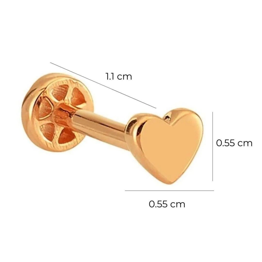 Kalp Altın Tragus Piercing 14 Ayar Rose — Altınköşe — görsel 2