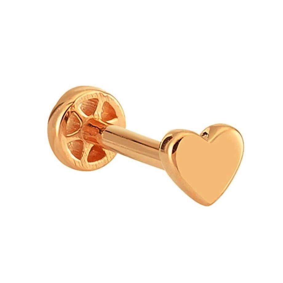 Kalp Altın Tragus Piercing 14 Ayar Rose — Altınköşe