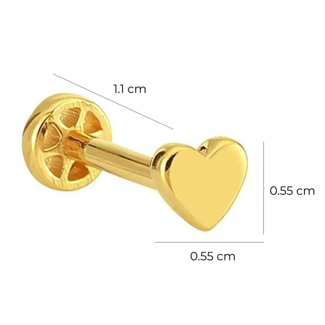 Kalp Altın Tragus Piercing 14 Ayar Sarı — Altınköşe — görsel 2