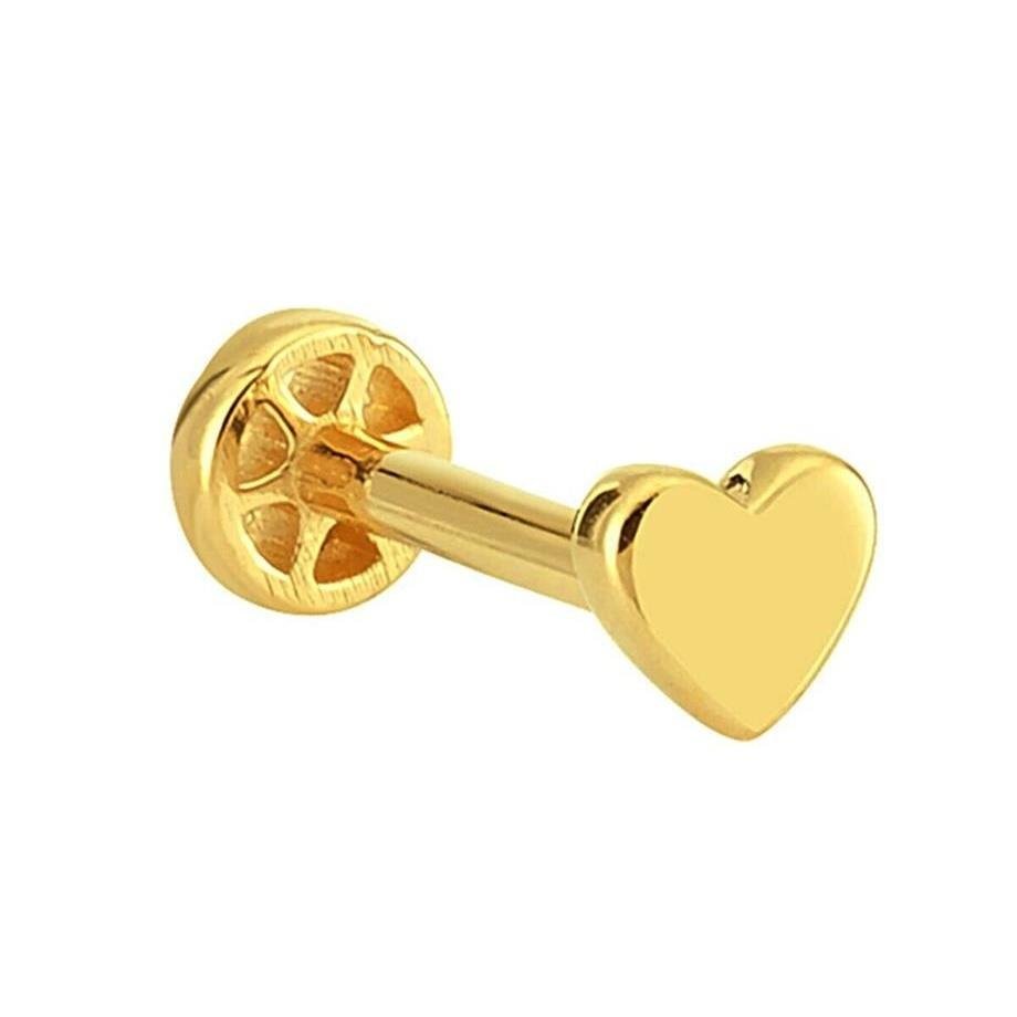 Kalp Altın Tragus Piercing 14 Ayar Sarı — Altınköşe