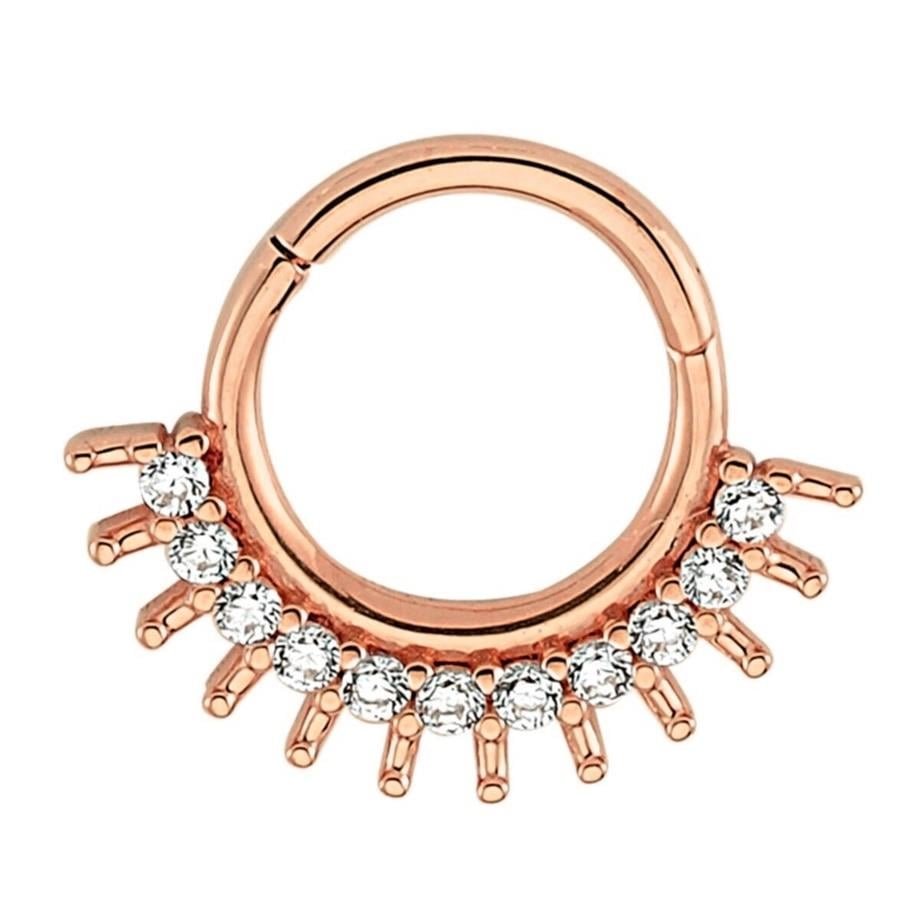 14 Ayar Rose Altın Beyaz Taşlı Kral Halka Piercing — Altınköşe