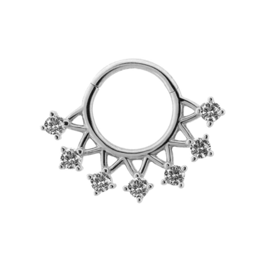 Halka Piercing 14 Ayar Altın Taşlı Minimal Beyaz
