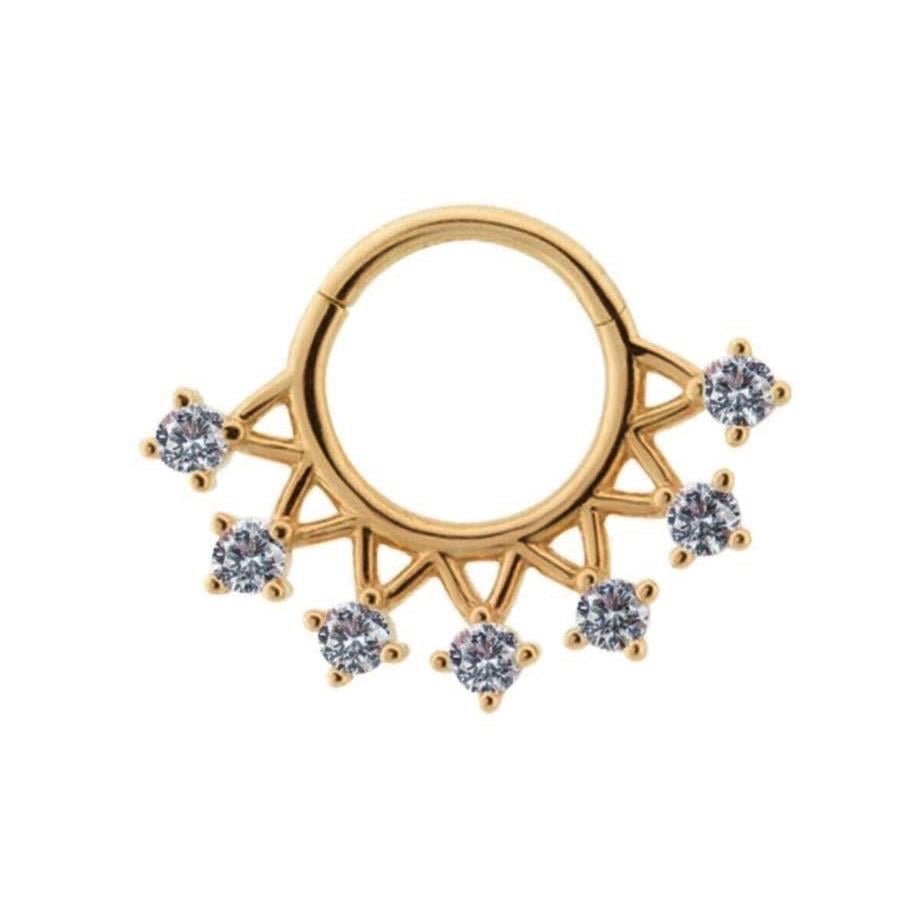 Halka Piercing 14 Ayar Altın Taşlı Minimal Rose
