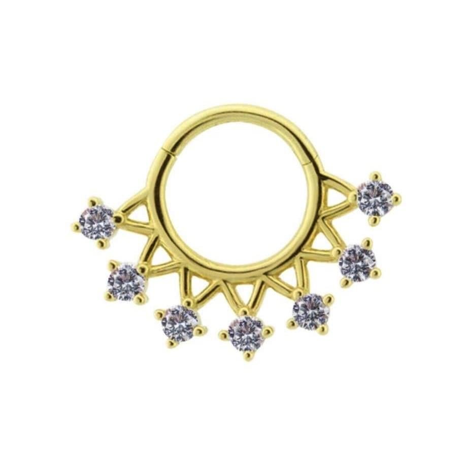 Halka Piercing 14 Ayar Altın Taşlı Minimal Sarı