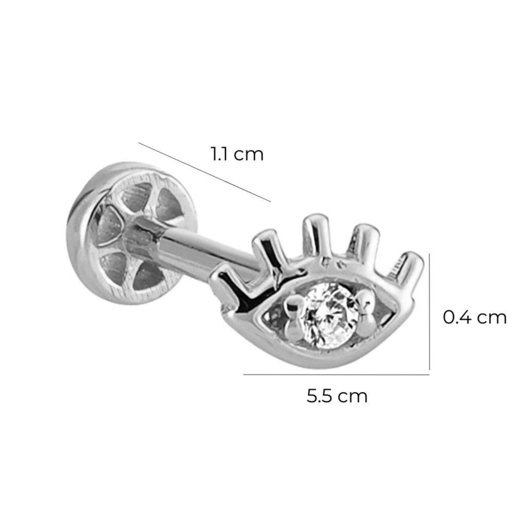 14 Ayar Beyaz Altın Taşlı Göz Tragus Piercing — Altınköşe — görsel 2