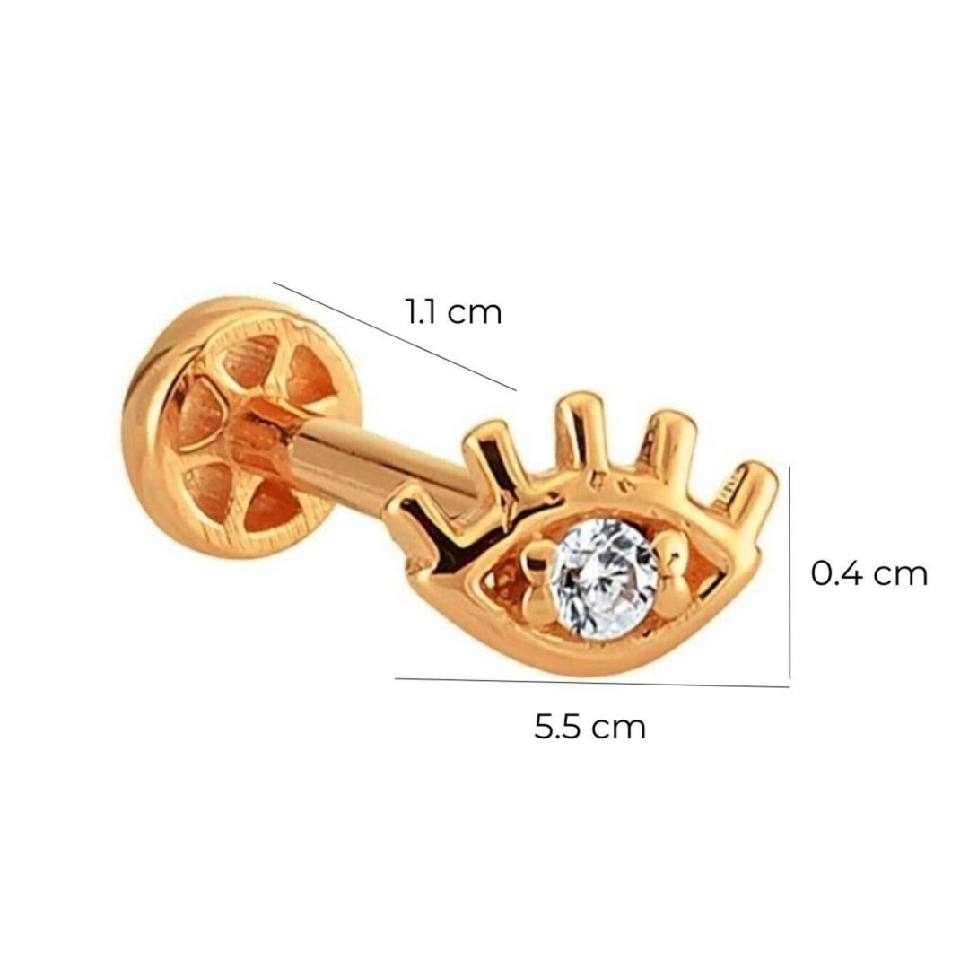 14 Ayar Rose Altın Taşlı Göz Tragus Piercing — Altınköşe — görsel 2
