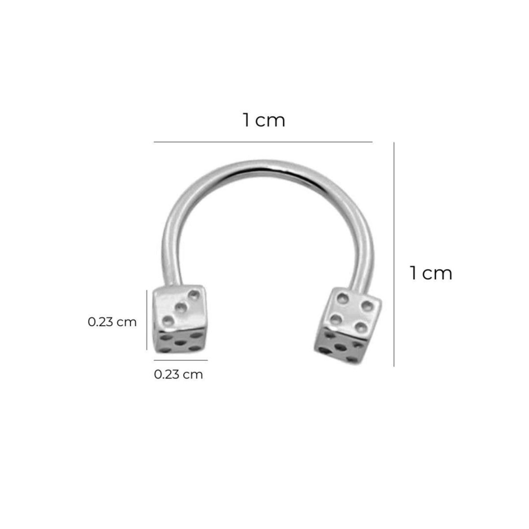 14 Ayar Beyaz Altın Zar Uçlu Yarım Halka Piercing — Altınköşe — görsel 2