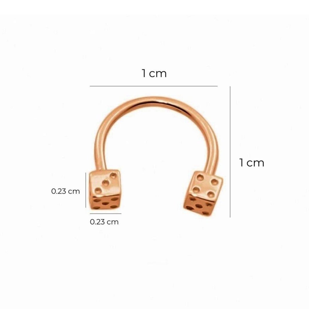 14 Ayar Rose Altın Zar Uçlu Yarım Halka Piercing — Altınköşe — görsel 2