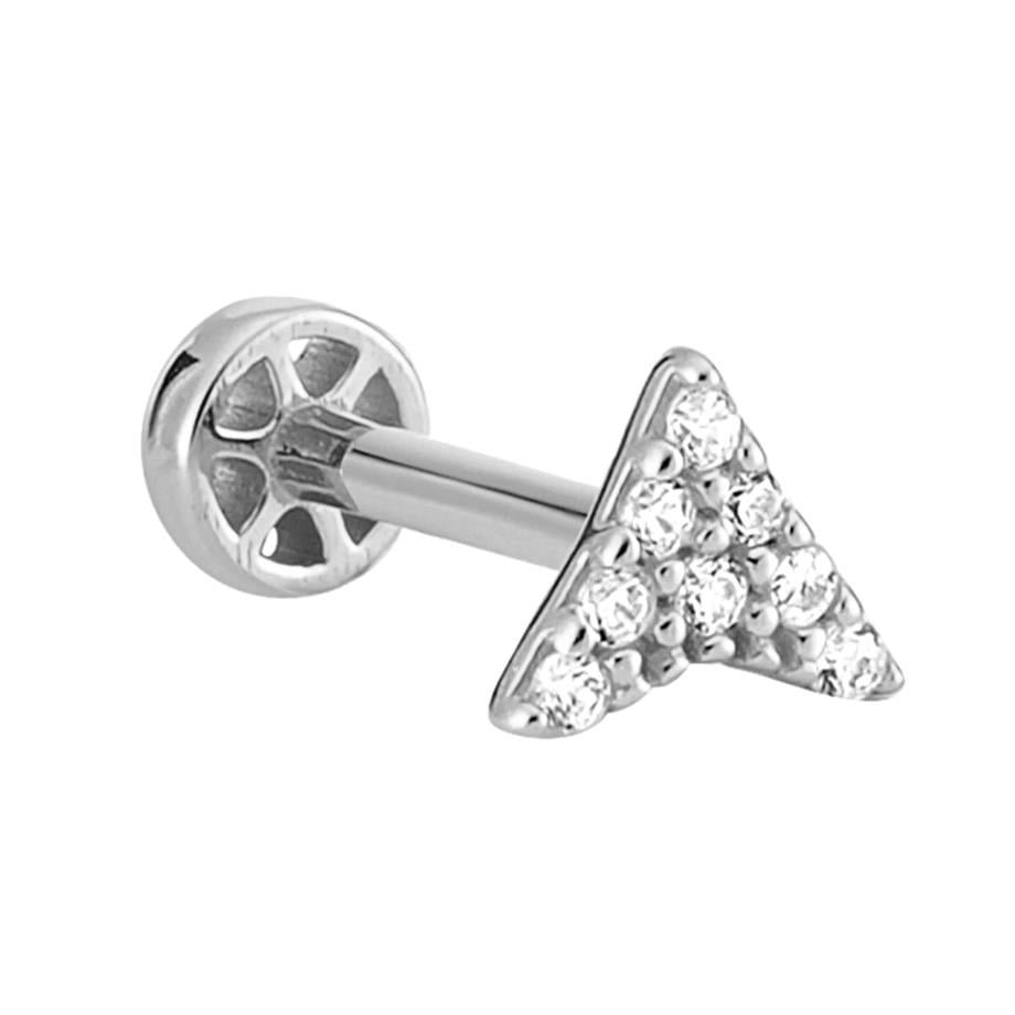 14 Ayar Beyaz Altın Taşlı Boomerang Tragus Piercing — Altınköşe