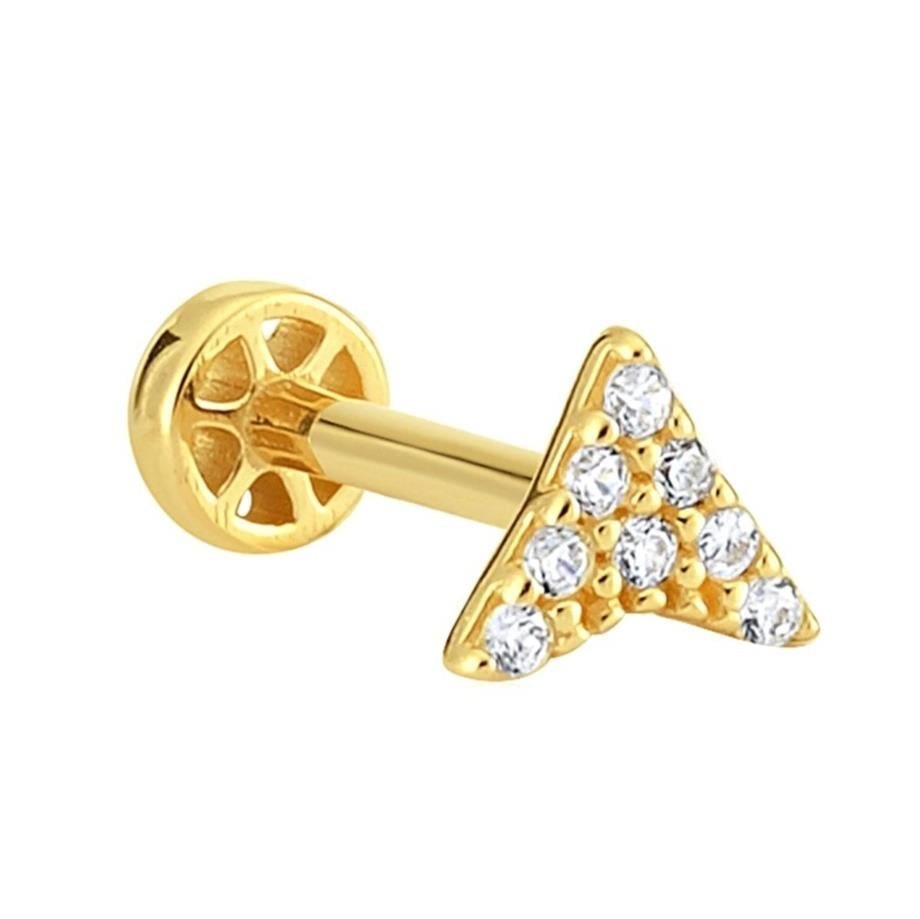 14 Ayar Sarı Altın Taşlı Ok Boomerang Tragus Piercing — Altınköşe