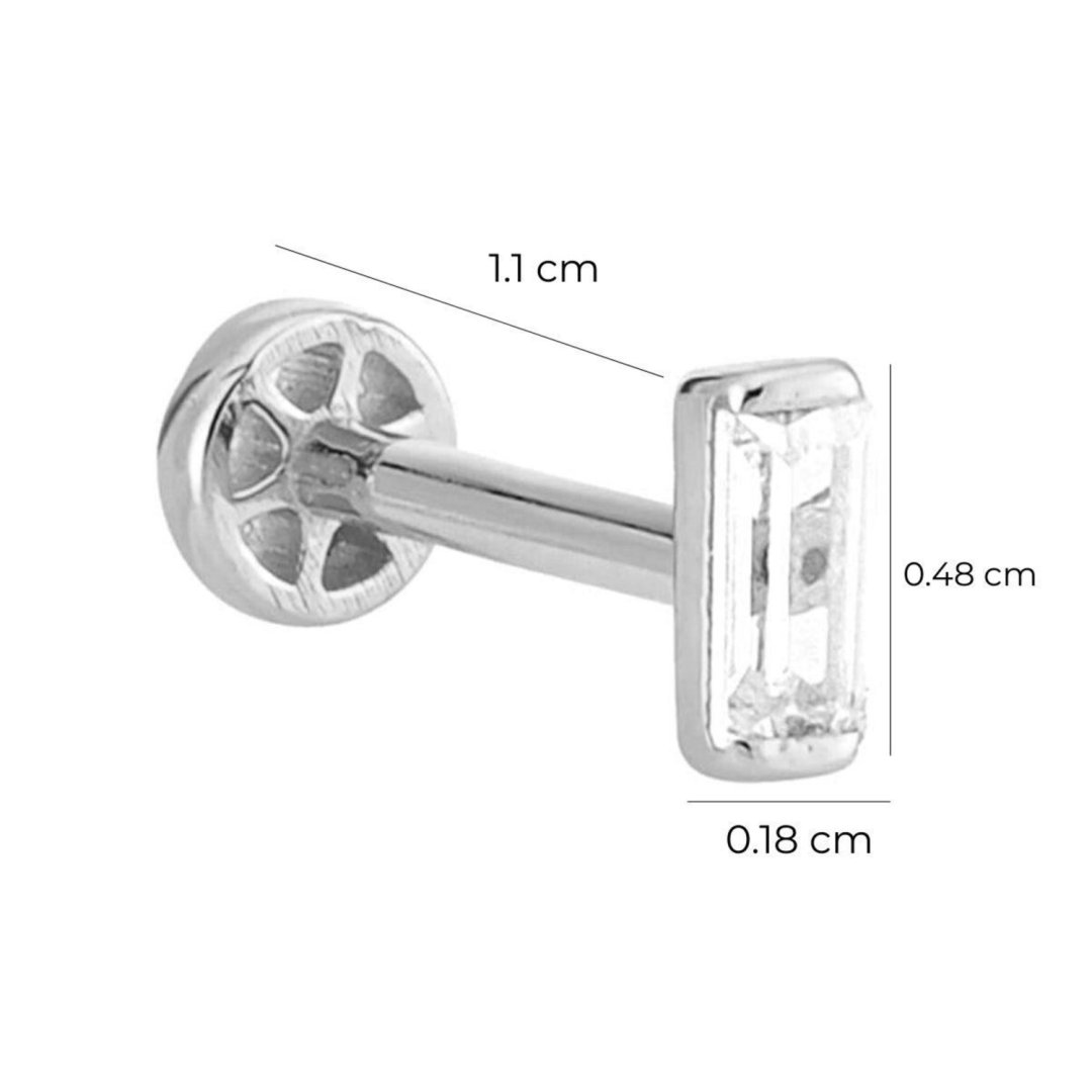 14 Ayar Beyaz Altın Baget Taşlı Tragus Piercing — Altınköşe — görsel 2