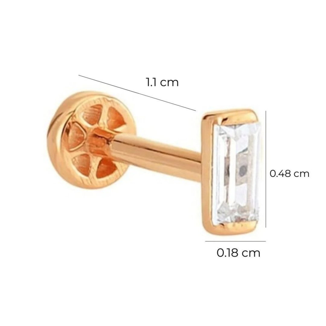 14 Ayar Rose Altın Baget Taşlı Tragus Piercing — Altınköşe — görsel 2