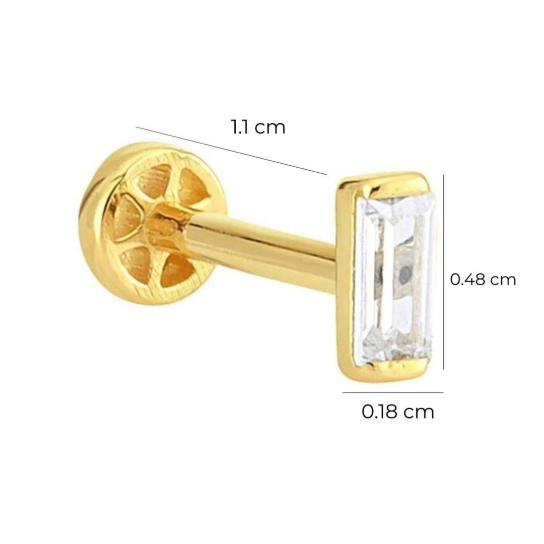 14 Ayar Sarı Altın Baget Taşlı Tragus Piercing — Altınköşe — görsel 2