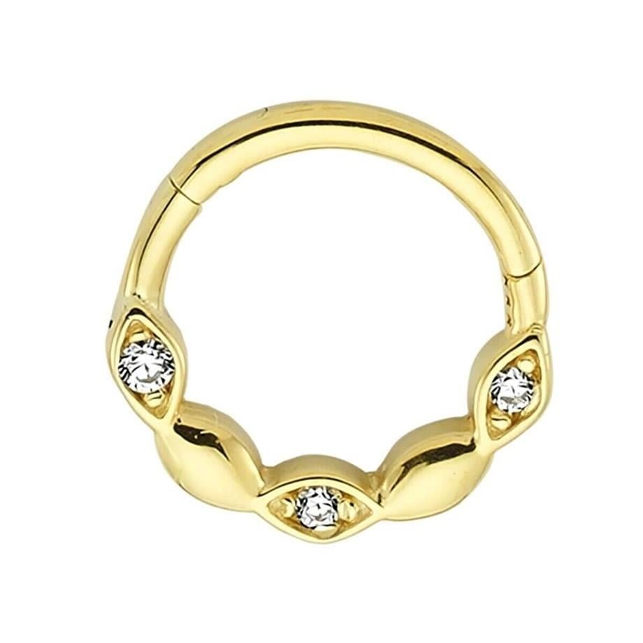 14 Ayar Sarı Altın Taşlı Halka Piercing — Altınköşe