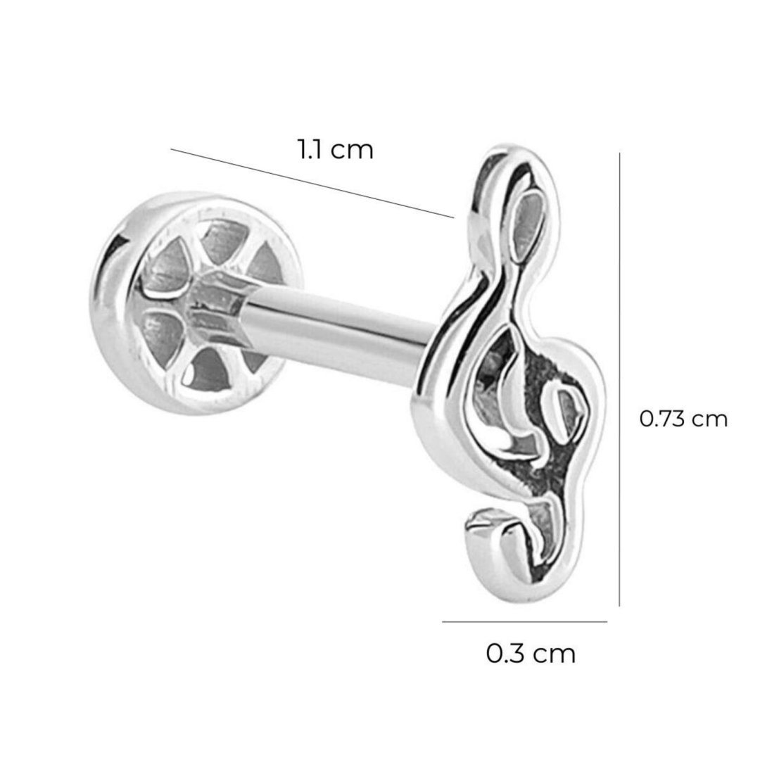 14 Ayar Beyaz Altın Sol Anahtarı Tragus Piercing — Altınköşe — görsel 2