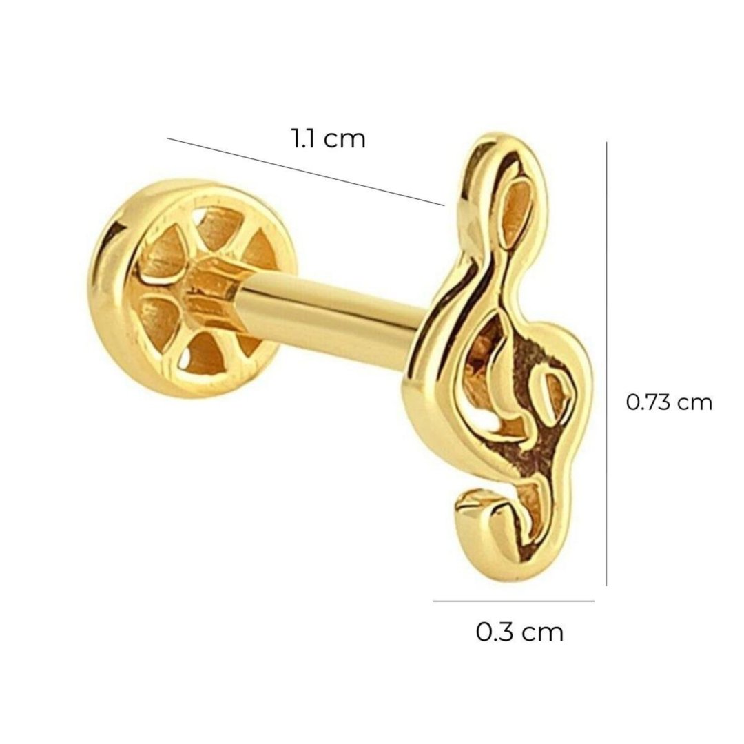 14 Ayar Sarı Altın Sol Anahtarı Tragus Piercing — Altınköşe — görsel 2