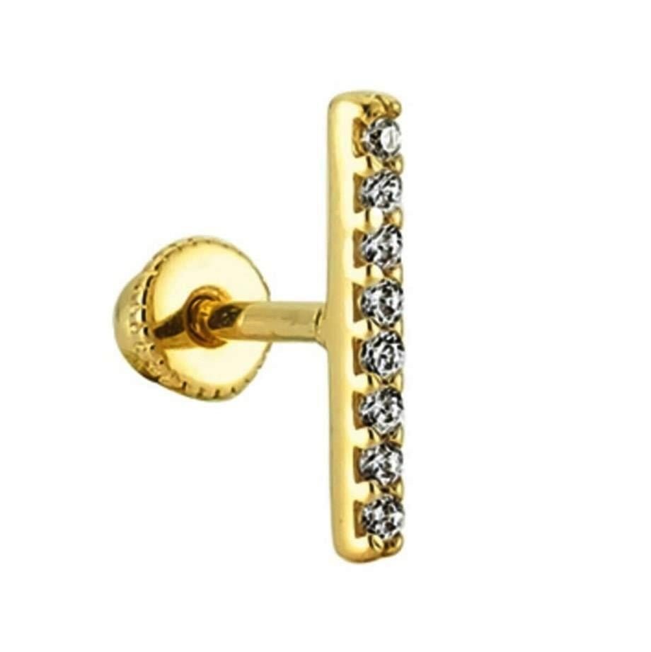 Taşlı Altın Helix Piercing 14 Ayar Sarı — Altınköşe