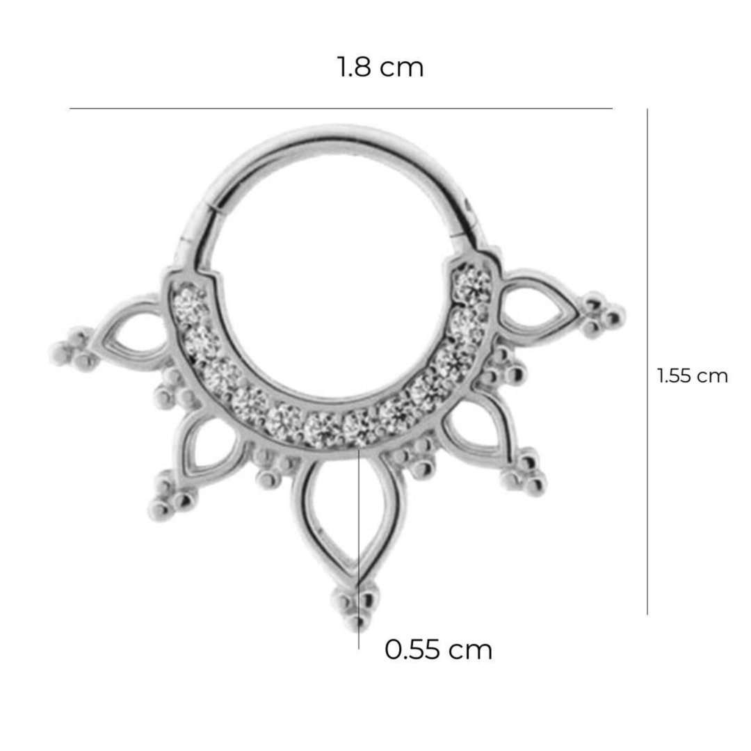 14 Ayar Altın Taşlı Minimal Taç Halka Piercing Beyaz — Altınköşe — görsel 2