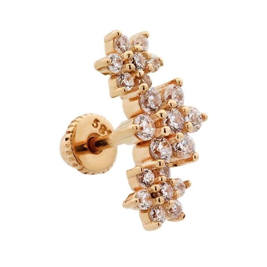 Çiçek Helix/Kıkırdak Piercing 14 Ayar Altın Rose