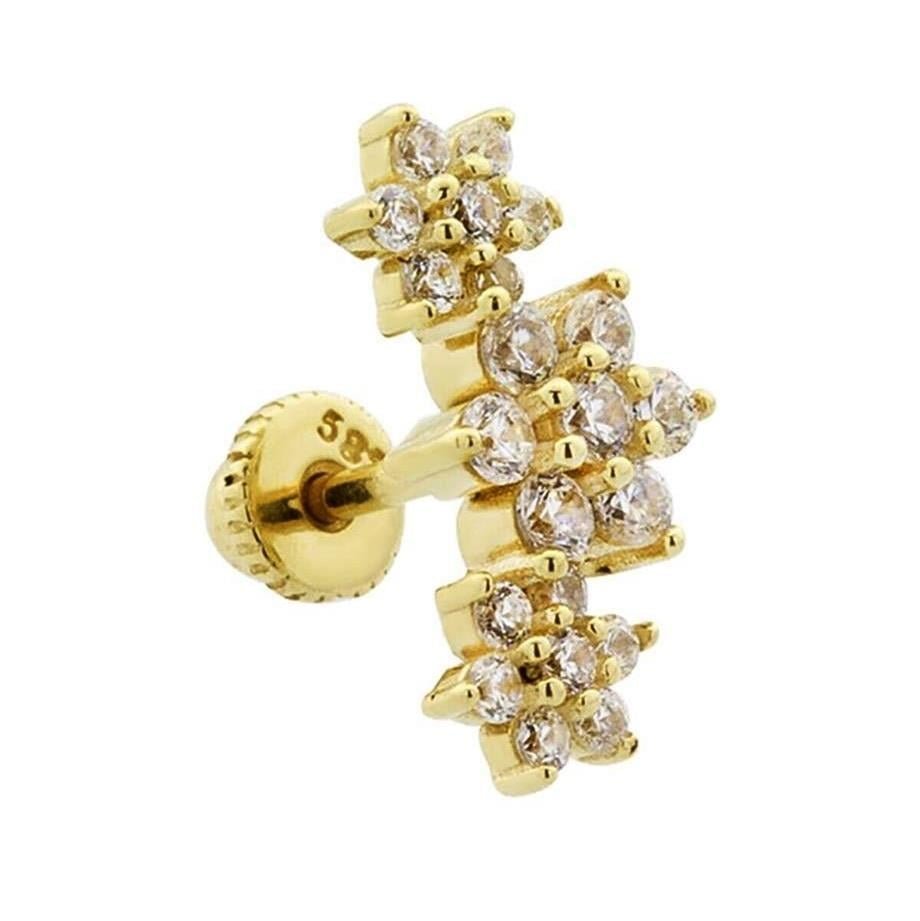Çiçek Helix/Kıkırdak Piercing 14 Ayar Altın Sarı