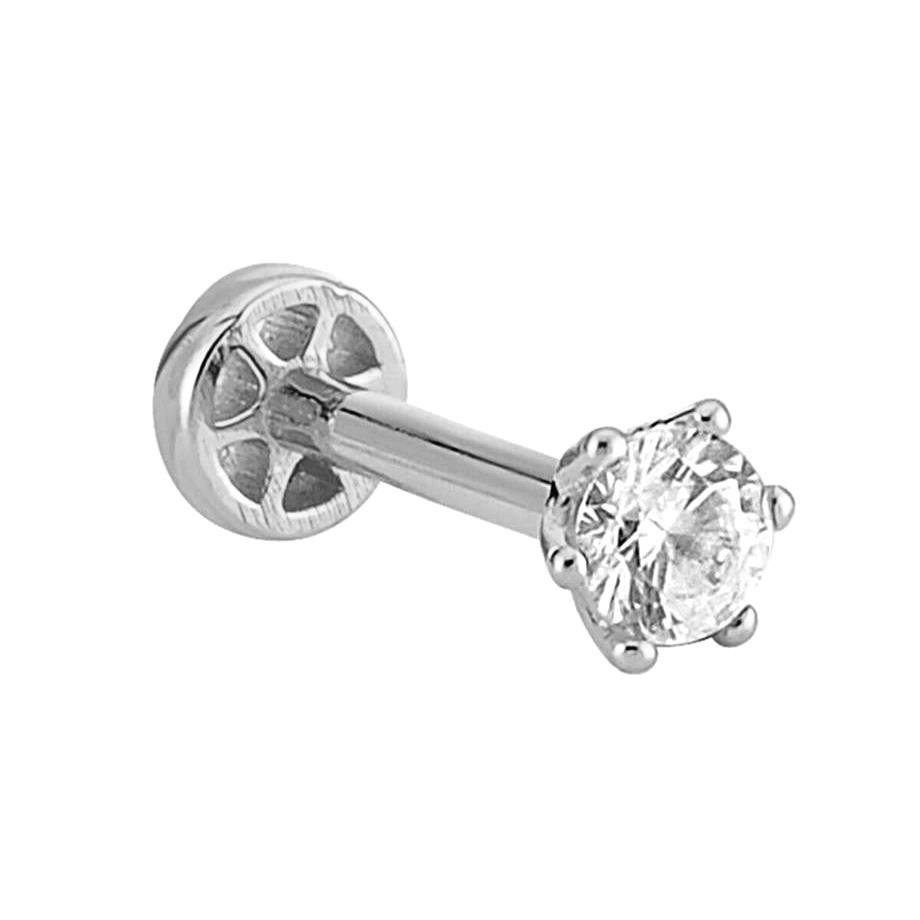 Tektaş Altın Tragus Piercing 14 Ayar Beyaz — Altınköşe