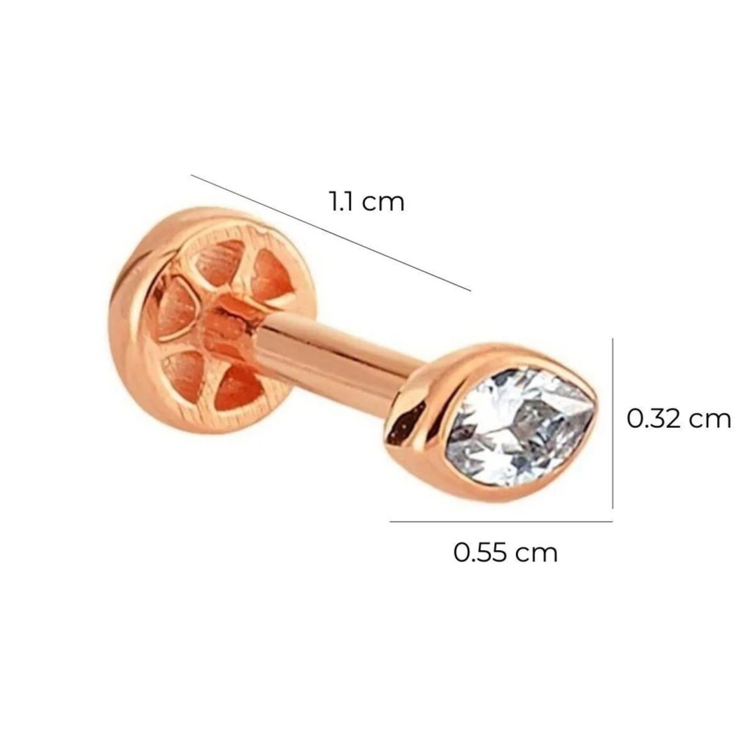 Mekik Taşlı Altın Tragus Piercing 14 Ayar Rose — Altınköşe — görsel 2