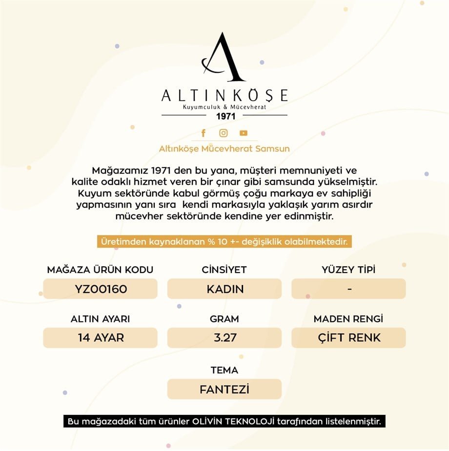 14 Ayar Çift Renk Fantezi Yüzük — Altınköşe — görsel 3