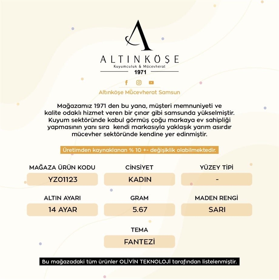 14 Ayar Swarovski Taşlı Fantezi Yüzük — Altınköşe — görsel 3